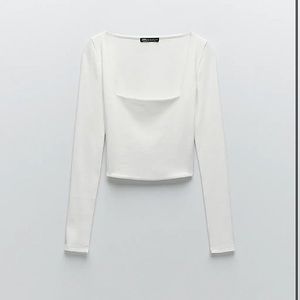 ZARA White Square Neck Shirt